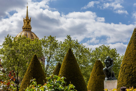 PARIS, FRANCE, APRIL 23, 2017 : exteriors, sculptures and gardens of the Rodin museum, april 23, 2017, in  Paris, Franceのeditorial素材