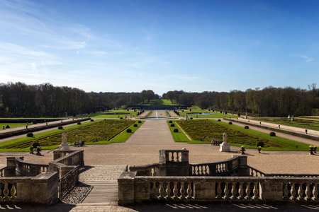 MAINCY, FRANCE, MARCH 30, 2017 : exteriors and architectural details of Vaux le vicomte castle, march 30, 2017, in Maincy, Franceのeditorial素材