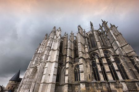 BEAUVAIS, FRANCE, APRIL 15,  2017 : exteriors and details of Saint Peter cathedral, april 15, 2017, in  Beauvais, Franceのeditorial素材