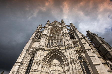 BEAUVAIS, FRANCE, APRIL 15,  2017 : exteriors and details of Saint Peter cathedral, april 15, 2017, in  Beauvais, Franceのeditorial素材