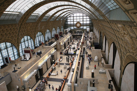 PARIS, FRANCE, MARCH 07, 2017 : architectural details of The Orsay museum, march 07, 2017, in Paris, Franceのeditorial素材