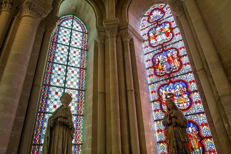 SENLIS, FRANCE, JULY 23, 2016 : interiors and details of the cathedral Notre Dame of Senlis, july 23, 2016 in Senlis, Oise, Franceのeditorial素材