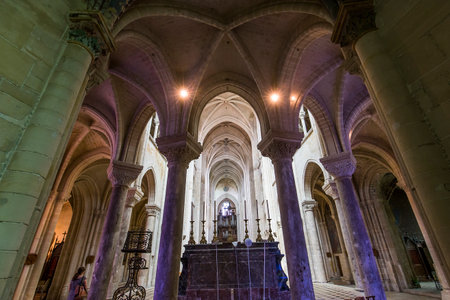 SENLIS, FRANCE, JULY 23, 2016 : interiors and details of the cathedral Notre Dame of Senlis, july 23, 2016 in Senlis, Oise, Franceのeditorial素材