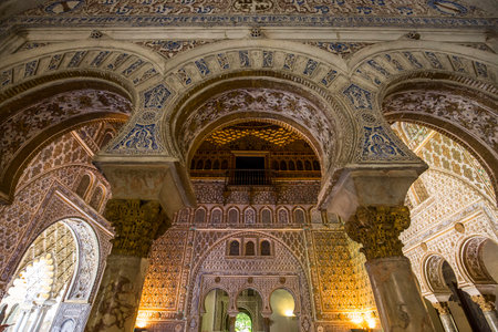 SEVILLE, ANDALUSIA, SPAIN, MAY, 22, 2017 : interiors and details of Seville Alcazar, may 22, 2017, in Seville, andalusia, spainのeditorial素材