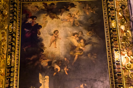 SEVILLE, ANDALUSIA, SPAIN, MAY, 23, 2017 : interiors and details of Seville cathedral, may 23, 2017, in Seville, andalusia, spainのeditorial素材