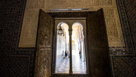 SEVILLE, ANDALUSIA, SPAIN, MAY 24, 2017 : interiors and details of Casa de Pilatos, may 24, 2017, in Seville, andalusia, spainのeditorial素材