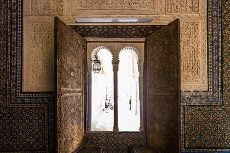 SEVILLE, ANDALUSIA, SPAIN, MAY 24, 2017 : interiors and details of Casa de Pilatos, may 24, 2017, in Seville, andalusia, spainのeditorial素材