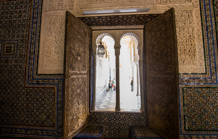 SEVILLE, ANDALUSIA, SPAIN, MAY 24, 2017 : interiors and details of Casa de Pilatos, may 24, 2017, in Seville, andalusia, spainのeditorial素材