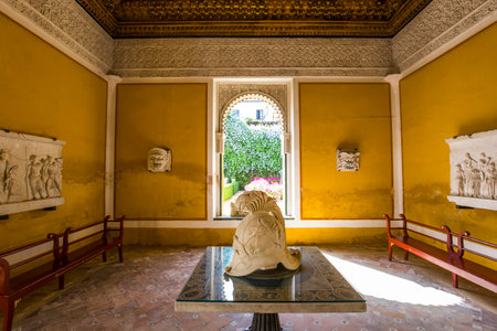 SEVILLE, ANDALUSIA, SPAIN, MAY 24, 2017 : interiors and details of Casa de Pilatos, may 24, 2017, in Seville, andalusia, spainのeditorial素材