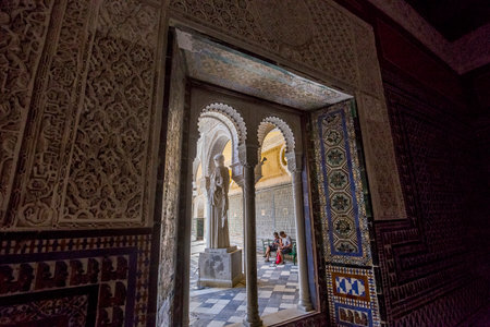 SEVILLE, ANDALUSIA, SPAIN, MAY 24, 2017 : interiors and details of Casa de Pilatos, may 24, 2017, in Seville, andalusia, spainのeditorial素材