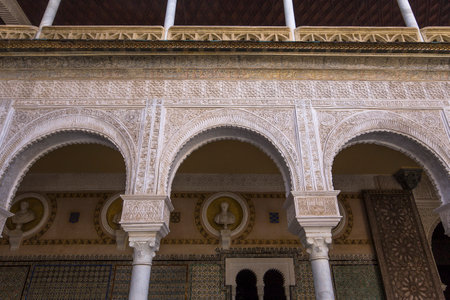 SEVILLE, ANDALUSIA, SPAIN, MAY 24, 2017 : interiors and details of Casa de Pilatos, may 24, 2017, in Seville, andalusia, spainのeditorial素材