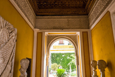 SEVILLE, ANDALUSIA, SPAIN, MAY 24, 2017 : interiors and details of Casa de Pilatos, may 24, 2017, in Seville, andalusia, spainのeditorial素材