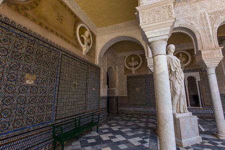 SEVILLE, ANDALUSIA, SPAIN, MAY 24, 2017 : interiors and details of Casa de Pilatos, may 24, 2017, in Seville, andalusia, spainのeditorial素材