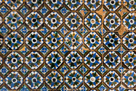 SEVILLE, ANDALUSIA, SPAIN, MAY 24, 2017 : ceramic azulejos wall decor in Casa de Pilatos, may 24, 2017, in Seville, andalusia, spainのeditorial素材