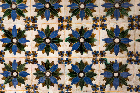 SEVILLE, ANDALUSIA, SPAIN, MAY 24, 2017 : ceramic azulejos wall decor in Casa de Pilatos, may 24, 2017, in Seville, andalusia, spainのeditorial素材