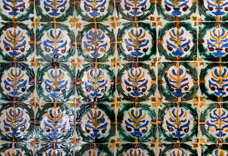 SEVILLE, ANDALUSIA, SPAIN, MAY 24, 2017 : ceramic azulejos wall decor in Casa de Pilatos, may 24, 2017, in Seville, andalusia, spainのeditorial素材