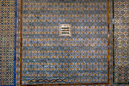 SEVILLE, ANDALUSIA, SPAIN, MAY 24, 2017 : ceramic azulejos wall decor in Casa de Pilatos, may 24, 2017, in Seville, andalusia, spainのeditorial素材