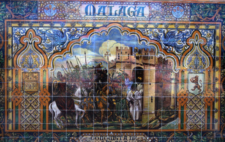 SEVILLE, ANDALUSIA, SPAIN, MAY 23, 2017 : ceramic azulejos in plaza de Espana, may 23, 2017, in Seville, andalusia, spainのeditorial素材