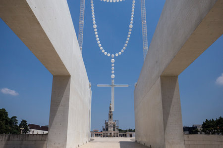 FATIMA, PORTUGAL, JUNE, 21, 2017 : on the esplanade  of  sanctuary of our lady of Fatima, june 21, 2017, in Fatima, Portugalのeditorial素材