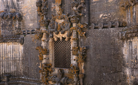 TOMAR, PORTUGAL, JUNE, 23, 2017 : architectural details of  Convent of Christ, june 23, 2017, in Tomar, Portugalのeditorial素材