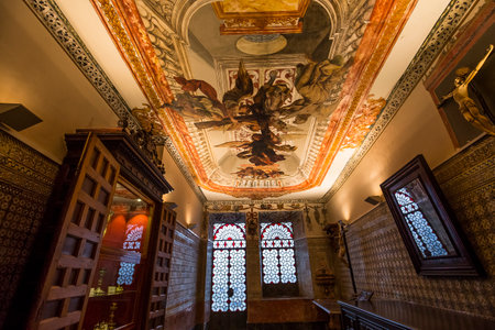 SEVILLE, ANDALUSIA, SPAIN, MAY, 25, 2017 : ceiling frescoe  of  hospital de los venerables church, may 25, 2017, in Seville, andalusia, spainのeditorial素材