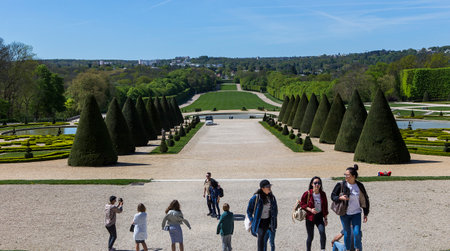 SCEAUX, FRANCE, APRIL 12, 2017 : gardens of chateau de Sceaux, in the park, april 12, 2017, in Sceaux, Franceのeditorial素材