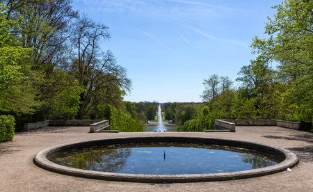 SCEAUX, FRANCE, APRIL 12, 2017 : gardens of chateau de Sceaux, in the park, april 12, 2017, in Sceaux, Franceのeditorial素材