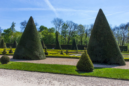 SCEAUX, FRANCE, APRIL 12, 2017 : gardens of chateau de Sceaux, in the park, april 12, 2017, in Sceaux, Franceのeditorial素材