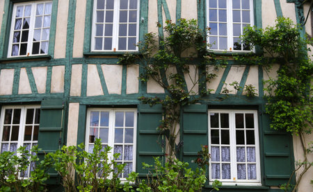 GERBEROY, FRANCE, APRIL 16,  2017 : old houses in typical Gerberoy village, april 16, 2017, in  Gerberoy, Oise, Franceのeditorial素材