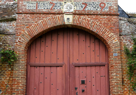 GERBEROY, FRANCE, APRIL 16,  2017 : old houses in typical Gerberoy village, april 16, 2017, in  Gerberoy, Oise, Franceのeditorial素材
