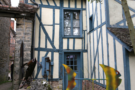 GERBEROY, FRANCE, APRIL 16,  2017 : old houses in typical Gerberoy village, april 16, 2017, in  Gerberoy, Oise, Franceのeditorial素材