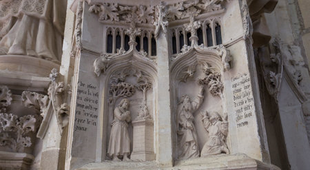 NANTES, FRANCE, OCTOBER 29, 2016 : architectural details of saint paul saint peter cathedral, october 29, 2016, in Nantes, Franceのeditorial素材