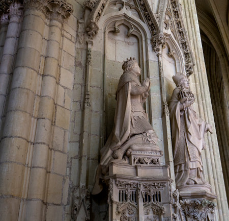 NANTES, FRANCE, OCTOBER 29, 2016 : architectural details of saint paul saint peter cathedral, october 29, 2016, in Nantes, Franceのeditorial素材