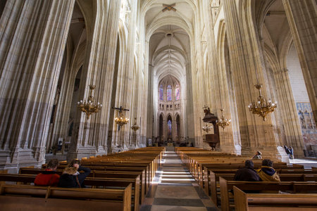 NANTES, FRANCE, OCTOBER 29, 2016 : architectural details of saint paul saint peter cathedral, october 29, 2016, in Nantes, Franceのeditorial素材