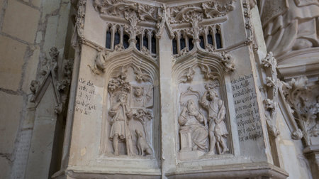 NANTES, FRANCE, OCTOBER 29, 2016 : architectural details of saint paul saint peter cathedral, october 29, 2016, in Nantes, Franceのeditorial素材