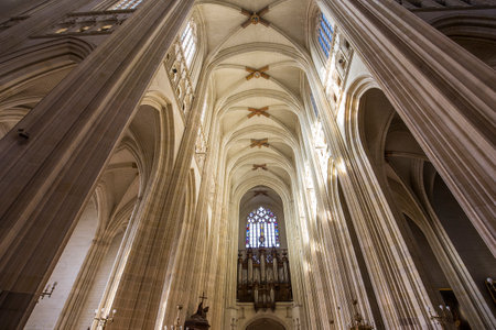 NANTES, FRANCE, OCTOBER 29, 2016 : architectural details of saint paul saint peter cathedral, october 29, 2016, in Nantes, Franceのeditorial素材