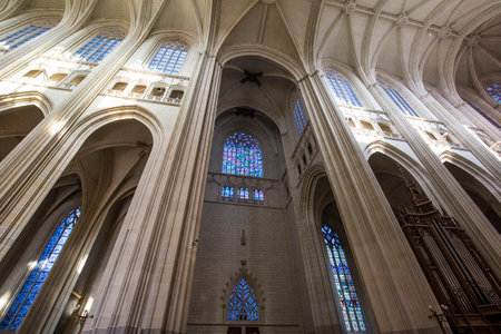 NANTES, FRANCE, OCTOBER 29, 2016 : architectural details of saint paul saint peter cathedral, october 29, 2016, in Nantes, Franceのeditorial素材