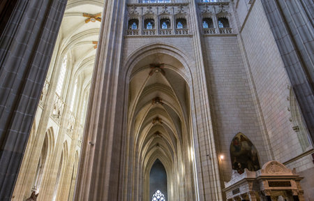NANTES, FRANCE, OCTOBER 29, 2016 : architectural details of saint paul saint peter cathedral, october 29, 2016, in Nantes, Franceのeditorial素材