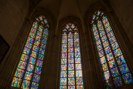 NANTES, FRANCE, OCTOBER 29, 2016 : architectural details of saint paul saint peter cathedral, october 29, 2016, in Nantes, Franceのeditorial素材