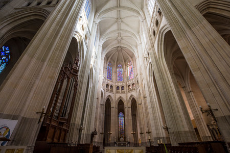 NANTES, FRANCE, OCTOBER 29, 2016 : architectural details of saint paul saint peter cathedral, october 29, 2016, in Nantes, Franceのeditorial素材