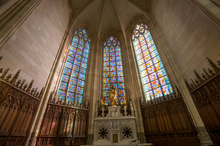 NANTES, FRANCE, OCTOBER 29, 2016 : architectural details of saint paul saint peter cathedral, october 29, 2016, in Nantes, Franceのeditorial素材