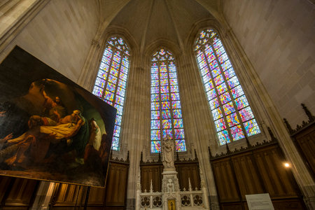 NANTES, FRANCE, OCTOBER 29, 2016 : architectural details of saint paul saint peter cathedral, october 29, 2016, in Nantes, Franceのeditorial素材
