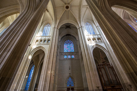 NANTES, FRANCE, OCTOBER 29, 2016 : architectural details of saint paul saint peter cathedral, october 29, 2016, in Nantes, Franceのeditorial素材
