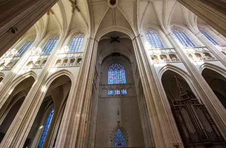NANTES, FRANCE, OCTOBER 29, 2016 : architectural details of saint paul saint peter cathedral, october 29, 2016, in Nantes, Franceのeditorial素材