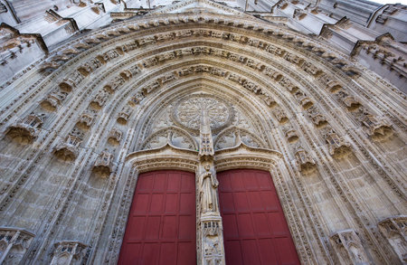 NANTES, FRANCE, OCTOBER 29, 2016 : architectural details of saint paul saint peter cathedral, october 29, 2016, in Nantes, Franceのeditorial素材