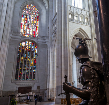 NANTES, FRANCE, OCTOBER 29, 2016 : architectural details of saint paul saint peter cathedral, october 29, 2016, in Nantes, Franceのeditorial素材