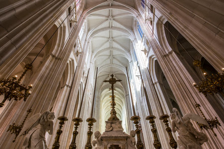 NANTES, FRANCE, OCTOBER 29, 2016 : architectural details of saint paul saint peter cathedral, october 29, 2016, in Nantes, Franceのeditorial素材