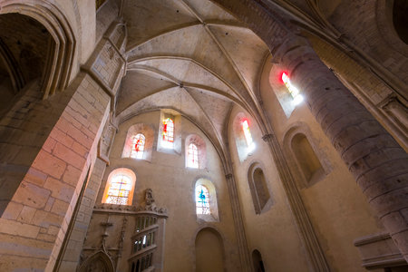 NEVERS, FRANCE, SEPTEMBER 20, 2016 : interiors and details of saint-cyr-sainte-julitte cathedral, september 20, 2016, in Nevers, Franceのeditorial素材
