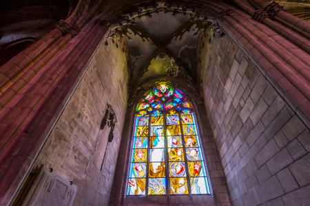 NEVERS, FRANCE, SEPTEMBER 20, 2016 : interiors and details of saint-cyr-sainte-julitte cathedral, september 20, 2016, in Nevers, Franceのeditorial素材