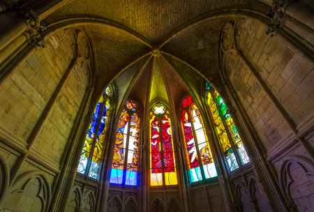 NEVERS, FRANCE, SEPTEMBER 20, 2016 : interiors and details of saint-cyr-sainte-julitte cathedral, september 20, 2016, in Nevers, Franceのeditorial素材